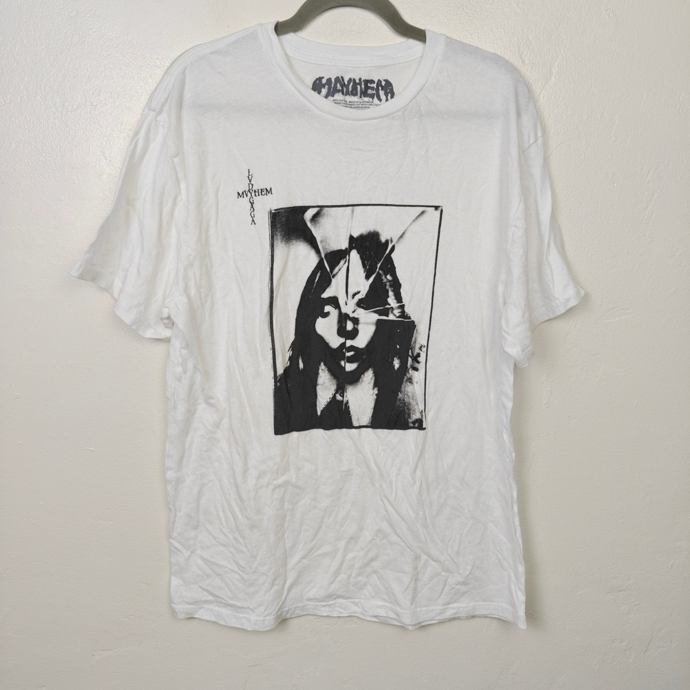Lady Gaga Mayhem T-Shirt Size XXL White Graphic Print Edgy Grunge Streetwear